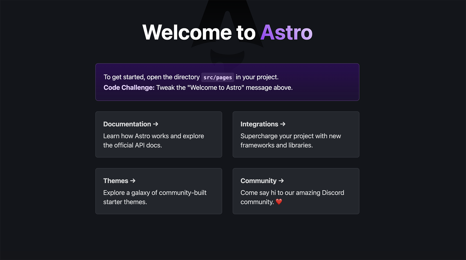 Default Astro Starter Page