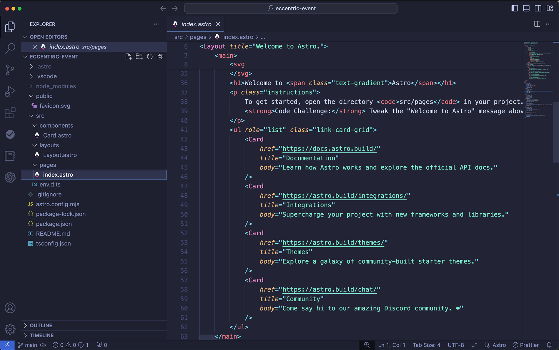 Astro File Structure in VS Code